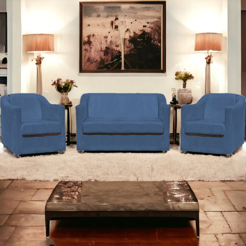 Kit Namoradeira + 4 Poltronas Decorativas para Sala Mila Suede Cores Pé de Plastico Cromado