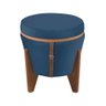 Puff Baú Multifuncional Tampo Amadeirado Veludo Azul - 1