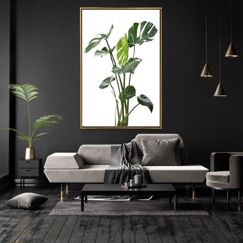 Quadro Decorativo Costela de Adão Tela Vertical Com Moldura e Sem Vidro 80X120