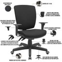 Ver imagem 4 de Kit 03 Cadeiras de Escritório Diretor Office Giratória Preto Alta Flexi P03 Poliéster Preto - Lyam L