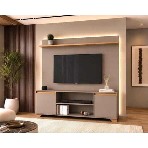 Rack com Painel para TV até 50 Polegadas 160CMX181CM Conjunto Sala de Estar 2 Portas Benevello