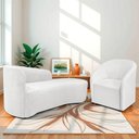 Ver imagem 2 de Kit Sofá Curvo França 160cm Ld. e Poltrona Luiza Max Conforto, Bouclé Branco