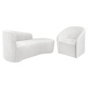 Ver imagem 1 de Kit Sofá Curvo França 160cm Ld. e Poltrona Luiza Max Conforto, Bouclé Branco