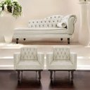 Ver imagem 2 de Kit Diva Recamier Diana 160cm Lado Esquerdo e 02 Poltronas Classic Linho Bege - ADJ Decor