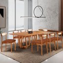 Ver imagem 1 de Sala de Jantar Mesa Flora 240cm Tampo Laminado Barril e 8 Cadeiras Noronha Premium Moderna Mobília