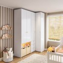 Ver imagem 1 de Guarda-Roupa Modulado Infantil com LED 3 Peças 4 Portas Wave Casatema MadeiraOriginals Branco/Marrom