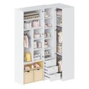 Ver imagem 3 de Guarda-Roupa Modulado Infantil com LED 3 Peças 4 Portas Wave Casatema MadeiraOriginals Branco/Marrom