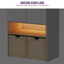 Ver imagem 7 de Guarda-Roupa Modulado Infantil com LED 3 Peças 4 Portas Wave Casatema MadeiraOriginals Branco/Marrom