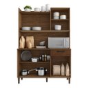 Ver mais imagens de Armário de Cozinha Compacta 6 Portas 1 Gaveta Gênova - Nogueira/off White/cp Ripado