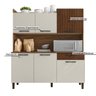 Armário de Cozinha Compacta 6 Portas 1 Gaveta Gênova - Nogueira/off White/cp Ripado - 5