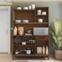 Ver imagem 3 de Armário de Cozinha Compacta 6 Portas 1 Gaveta Gênova - Nogueira/off White/cp Ripado