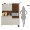 Ver imagem 4 de Armário de Cozinha Compacta 6 Portas 1 Gaveta Gênova - Nogueira/off White/cp Ripado