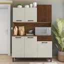 Ver imagem 1 de Armário de Cozinha Compacta 6 Portas 1 Gaveta Gênova - Nogueira/off White/cp Ripado