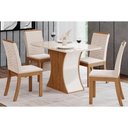 Ver imagem 1 de Conjunto Mesa Sala Jantar Luiza com Tampo de Vidro 120x80cm e 4 Cadeiras Isa Nature Off White Linho