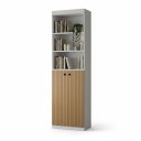 Ver imagem 3 de Armário Estante Multiuso Parma 2 Portas e Prateleiras 178cm - Organizador Moderno - Branco / Ripado