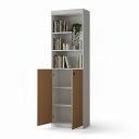 Ver imagem 2 de Armário Estante Multiuso Parma 2 Portas e Prateleiras 178cm - Organizador Moderno - Branco / Ripado