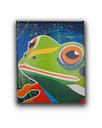Ver imagem 4 de Quadro Figurativo Decorativo em Acrílico Pintado a Mão de Sapinho Colorido em Fundo Abstrato