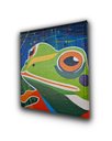 Ver imagem 7 de Quadro Figurativo Decorativo em Acrílico Pintado a Mão de Sapinho Colorido em Fundo Abstrato
