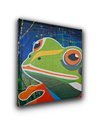 Ver imagem 5 de Quadro Figurativo Decorativo em Acrílico Pintado a Mão de Sapinho Colorido em Fundo Abstrato