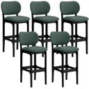 Ver imagem 1 de Kit 5 Banquetas Alta Bar Cozinha Sala Jantar Fixa Betta L02 Preto Linho Verde Musgo - Lyam Decor