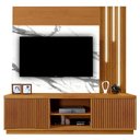 Ver imagem 1 de Estante Siena Home para TV até 59 Polegadas 2 Portas com LED Mavaular Cor Naturale BP Carrara