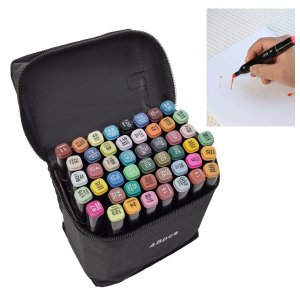 Caneta Marcador 48 Cores Permanente Ponta Dupla Arte Pintura Desenho Estudante Trabalho Escola Diver