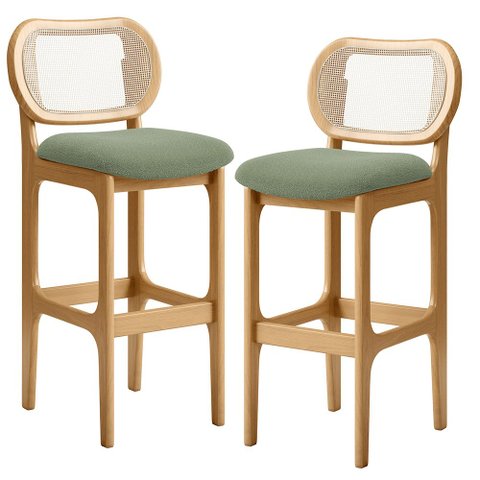 Kit 02 Banquetas Altas Para Cozinha Bancada Sala Tela Betta Fixa L02 Bouclê Oliva - Lyam Lyam Decor