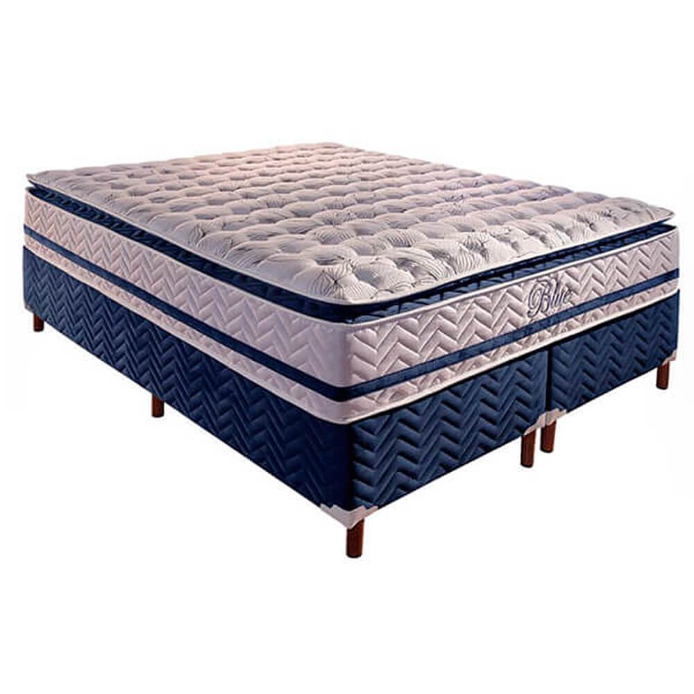 Base Box Bipartida com Colchão Paropas de Molas Pocket Blue com Pillow Top Super King Size 74x203x19