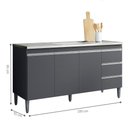 Ver imagem 2 de Balcão de Cozinha Calina 3 Portas 3 Gavetas 156cm Cinza Fosco AJL Móveis