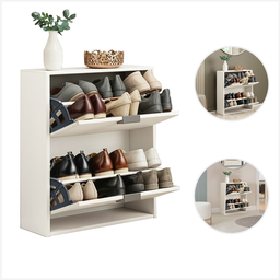 Porta Calçados Branco Sapateira Versatil de Parede Chão Madeira Mdf Decorativa Duas Gavetas 6 Pares - 4
