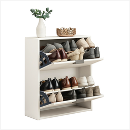 Porta Calçados Branco Sapateira Versatil de Parede Chão Madeira Mdf Decorativa Duas Gavetas 6 Pares - 6