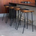 Ver imagem 5 de Kit 2 Cadeira Banqueta Industrial Alta com Assento Estofado Leather Edecasamoveis