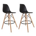 Ver imagem 1 de Kit com 2 Banquetas Altas Charles Eames Wood Dkw Eiffel - Design Pretas