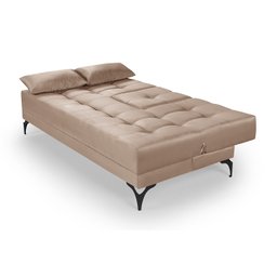 Sofá Cama Solteiro Colorado Reclinável 3 Posições em Suede: Bege - 6