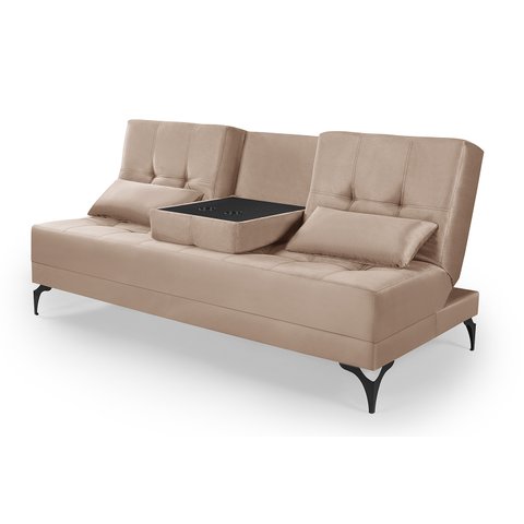 Sofá Cama Solteiro Colorado Reclinável 3 Posições em Suede: Bege