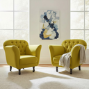 Ver imagem 2 de Kit 2 Poltronas Decorativa Dália Couro Amarelo Pés Madeira Mz Decor