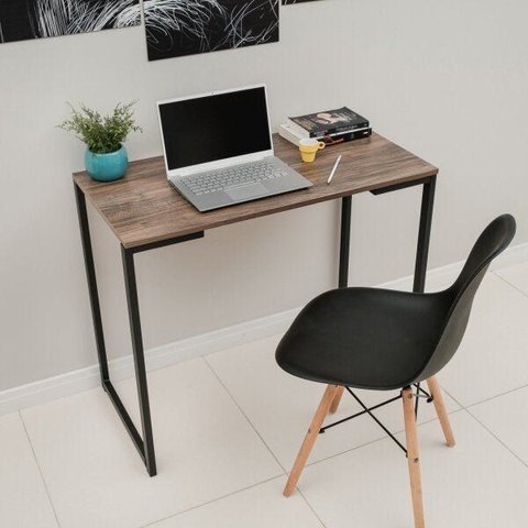 Escrivaninha Mesa Escritório Slim 90cm Industrial Yescasa Preto Marrom