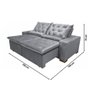 Sofá Retrátil Premium 150m Reclinável e Suede Soft Touch 2 Módulos Milão Cinza Claro - 4