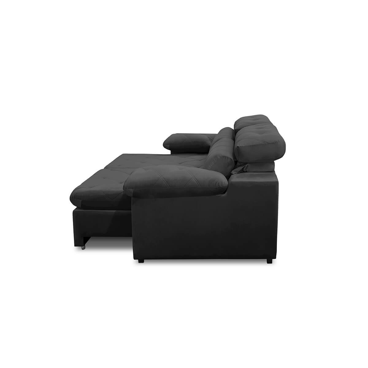 Sofa Retratil Reclinavel 2 Lugares 1,90m Crystal Veludo Grafite Lansofbr Lansof Brasil - 4