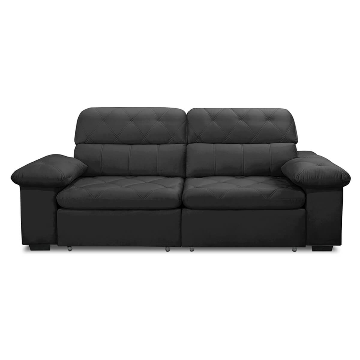 Sofa Retratil Reclinavel 2 Lugares 1,90m Crystal Veludo Grafite Lansofbr Lansof Brasil - 3