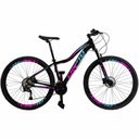 Ver imagem 1 de Bicicleta Feminina 17" Aro Aero 29 24v Freios a Disco Suspensão 80mm Guidão Curvo Preto/rosa/azul Pa