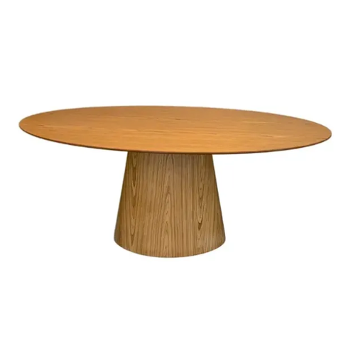 Mesa de Jantar Cone Oval 137x90 Cm Base Madeira Freijó Tampo Freijó Linn Design Decor
