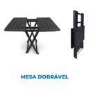 Ver imagem 2 de Mesa Quadrada Dobrável 80x72cm Preta + 4 Cadeiras Vime Empilhável