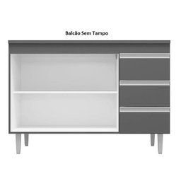Balcão Gabinete de Pia Andréia 120cm Cinza S/ Tampo - AJL Móveis - 3