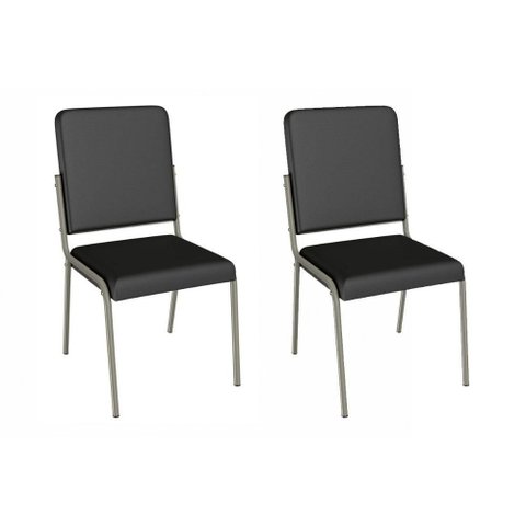 Cadeira Sala de Jantar Genebra 2c129nk Aço Kit 2 Un Niquel/ano Preto - Kappesberg