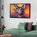 Ver imagem 1 de Quadro Decorativo Gato Bigode Colorido - 50x70cm:moldura Preta