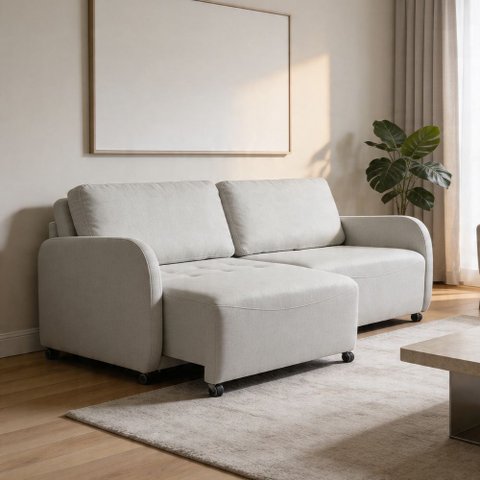 Sofá 2 Lugares Retrátil Reclinável para Sala de Estar 176cm Luzon K01 Linho Soft Creme - Lyam Decor