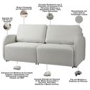Ver imagem 6 de Sofá 2 Lugares Retrátil Reclinável para Sala de Estar 176cm Luzon K01 Linho Soft Creme - Lyam Decor