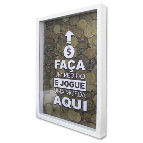 Quadro Cofre Porta Objetos Moedas Faça seu Pedido TaColado Moldura Branca