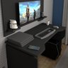 Mesa Para Computador Notebook PC Gamer com Painel Preto A02 - Lyam Decor - 4